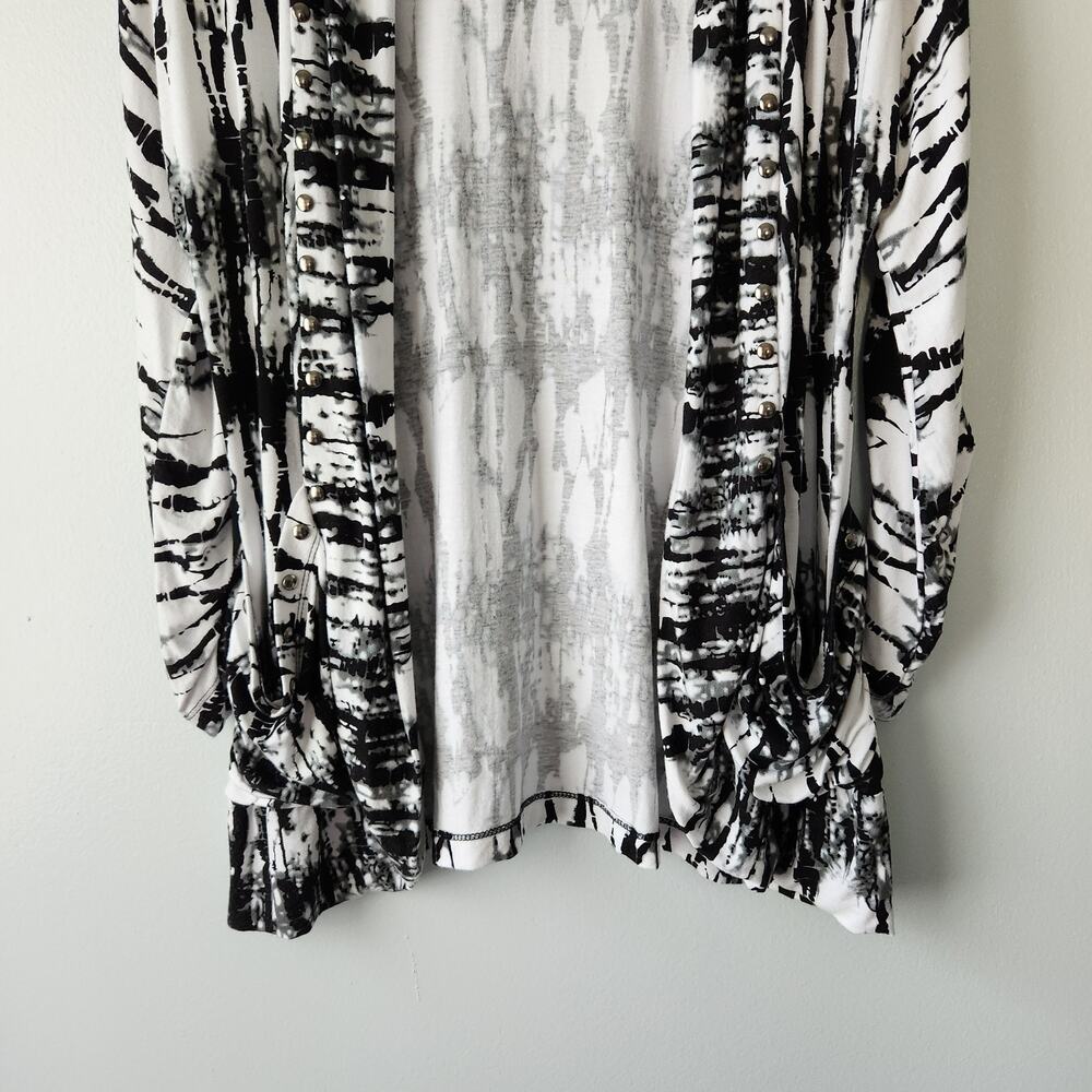 Alberto Makali Cardigan Women's L Black White Black Abstract Beaded Whimsigoth - Picture 3 of 15